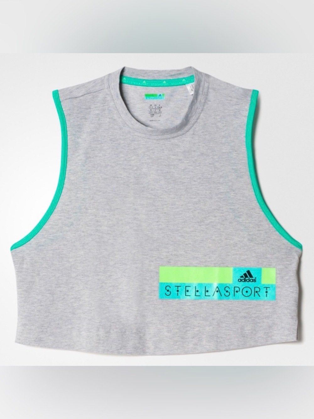 adidas Grey Cropped Tank with Teal Trim